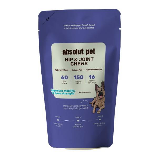 Absolut Pet Hip & Joint Supplements for Dogs – Glucosamine Chews for Mobility & Bone Strength (60 Chews)